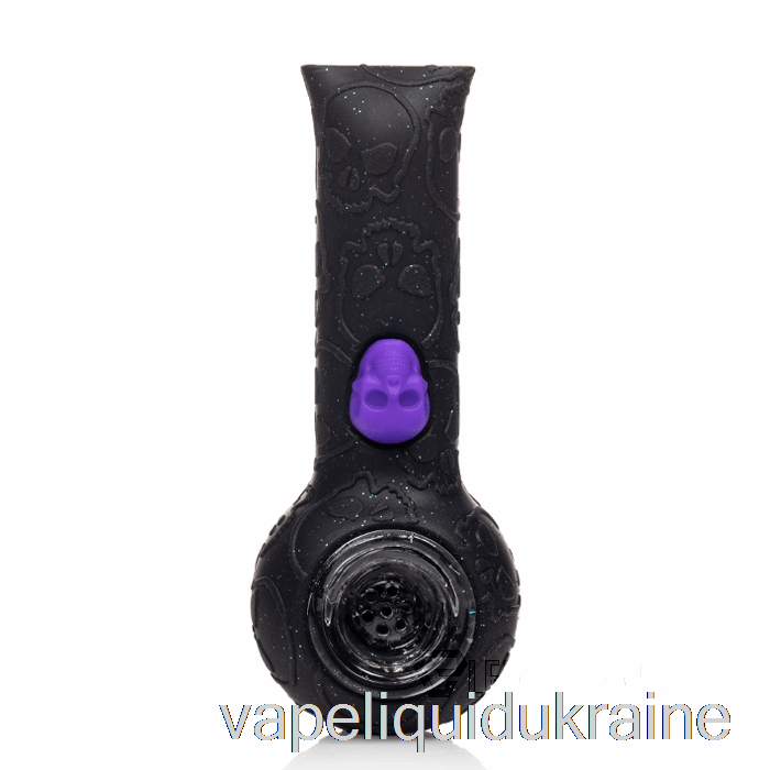 Vape Liquid Ukraine Stratus Silicone Skull Hand Pipe Shiny Panther (Glitter Black / UV Green Bee)
